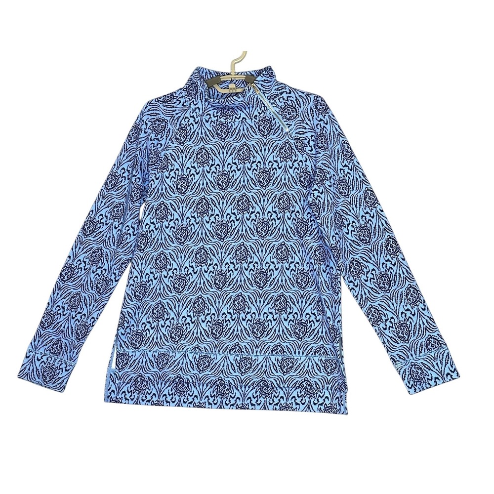 Lilly Pulitzer Luxletic Womens Playa Bonita Pullover Small Go Your Own Wave Blue